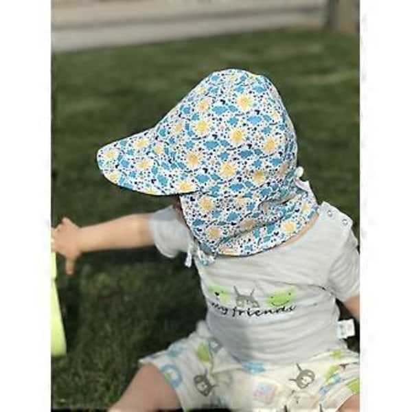 UPF 50+ UV-strålskydd Babyhatt med nackskydd, Rosrosa, 0-12 månader (Sol)