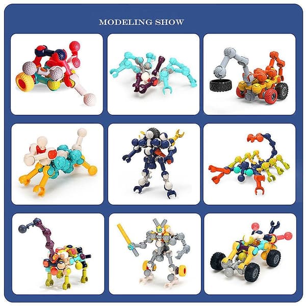 Interlocking Block Large Particle Building Blocks Skeleton Stick Children's Diy Assembly Model Spelling Toy