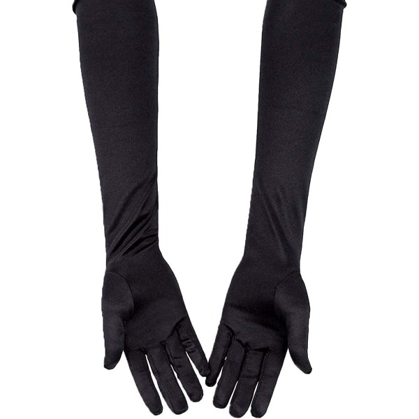 Långa satinhandskar till armbågen, 21\" stretchiga 1920-tals operahandskar för fest och dans, enkla att använda