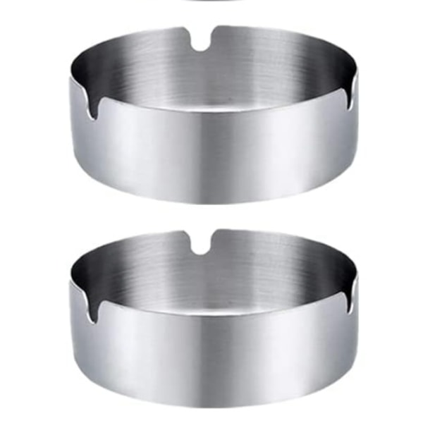 10cm Set of 2 round stainless steel ashtray for bar, restaurant,