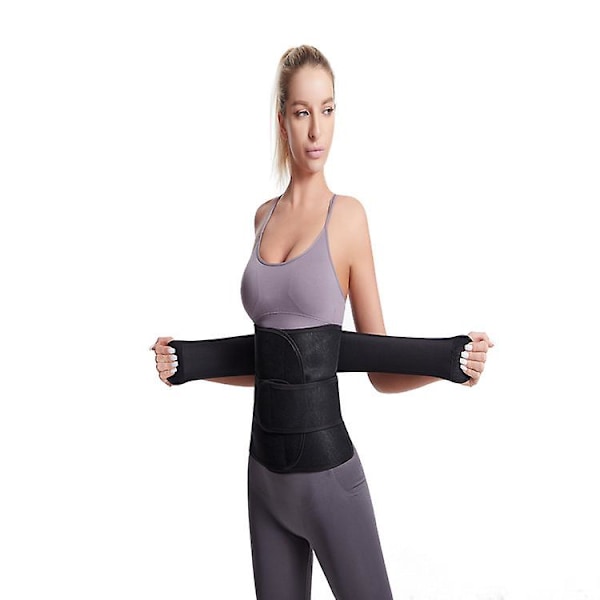 Kvinners Bodyfitting Midjetrener Glidelås Dobbel Belte Trening Slankende Trimmer（L）