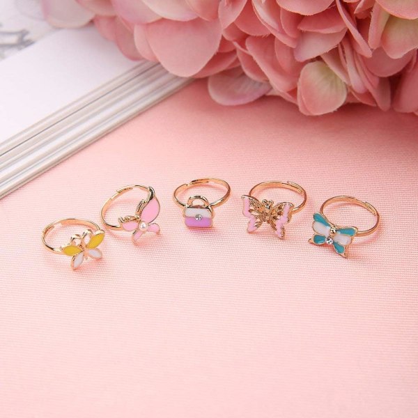 36pcs Little Girl Adjustable Rings in Box, Children Kids Jewelry