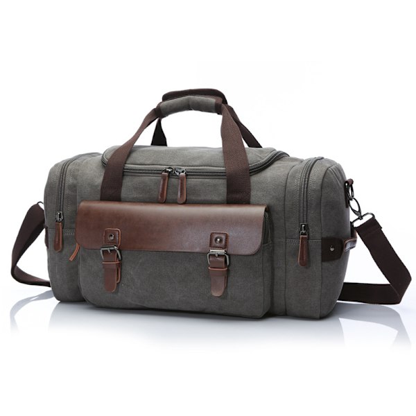 Expanderbar Canvas Duffel Bag Resväska Övernattning Handväska Weekendväska