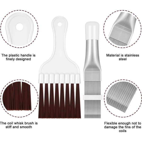 2 stk. kondensatorfinnekam for klimaanlegg, børste