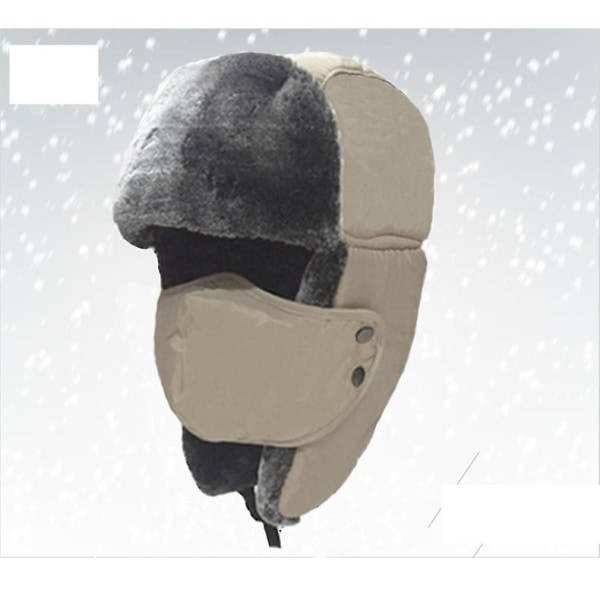 Unisex vinterøreklap Trapper bomberhat Holder varmen, mens du står på skøjter på ski eller andre udendørs aktiviteter (Khaki)