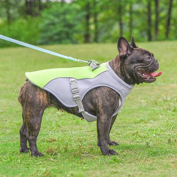 Kylväst för hund, justerbar, sommarkläder, kyljacka för hund för utomhusvandring, promenader och camping (S Grön)