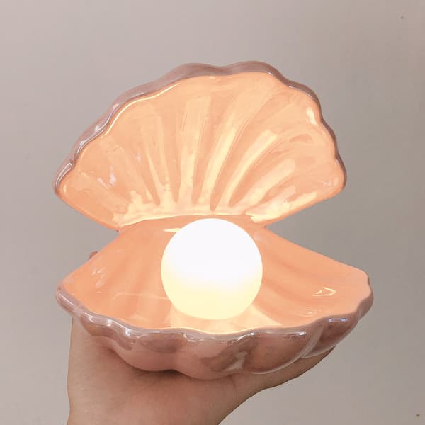 1 stk. Pink Shell Pearl Light LED Natlampe Bærbar Pearl Shell