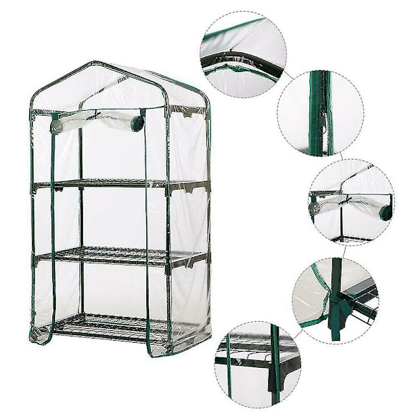 Bärbar Mini Växthus Utomhus Växt Hyllor Trädgårdsskydd 126x49x69 cm