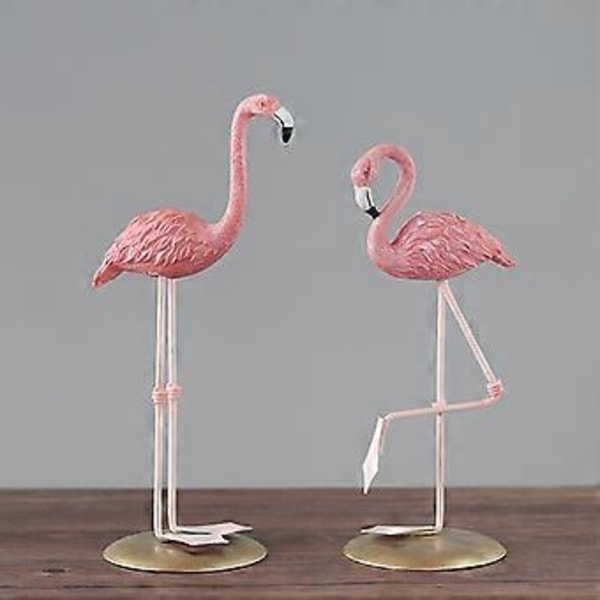 3 Stykker Stående Flamingo Dyr Resin Statue Ornament Figurer Skulptur