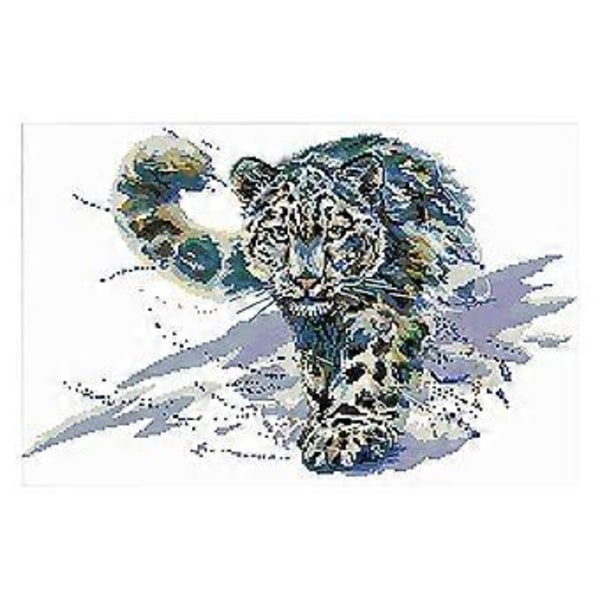 Snöleopard Stämplat stygn DIY Handarbete för Nybörjare Barn Vuxna (11CT 63x44cm) 11CT 63x44cm