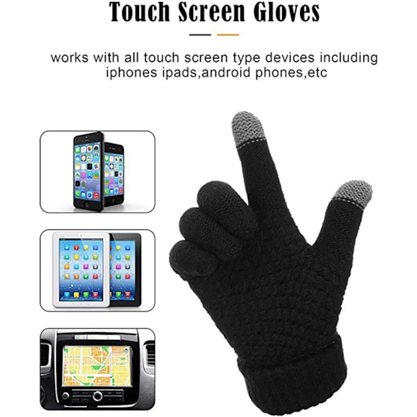 Varma Stickade Ullhandskar Touch Screen Stickade Handskar Vinter Varma
