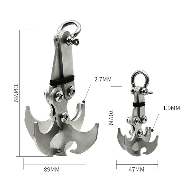 2 st Grappling Hook Multifunktion Klo Rostfritt Stål Utomhus Cl
