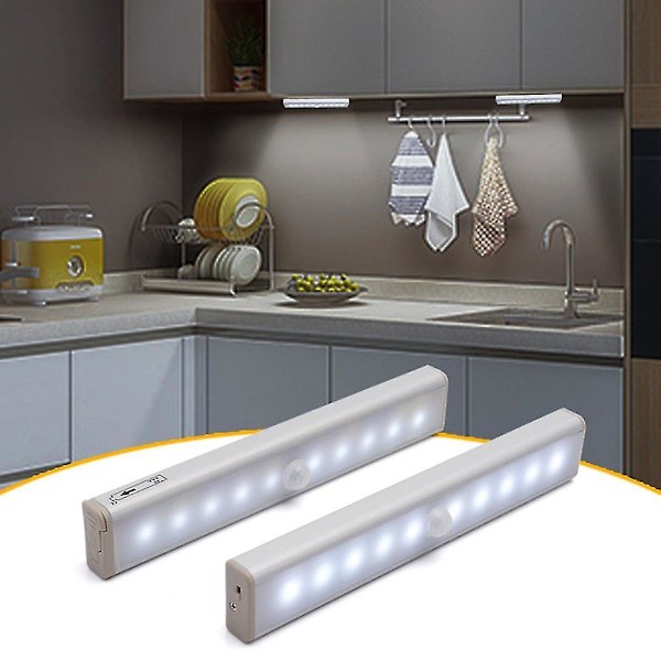 6/10 LED bevegelsessensorlys trådløs LED nattlys skap nattlampe for soverom kjøkken skap trapp bakgrunnsbelysning