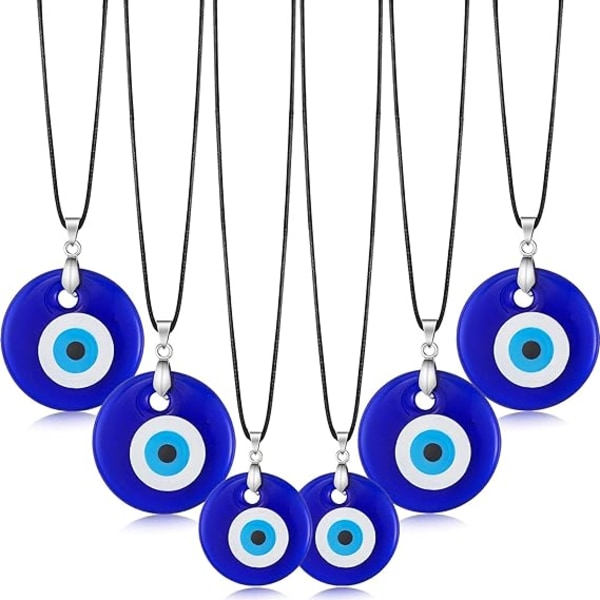 6 delar onda ögat hänge halsband turkiska blå ögon halsband glas