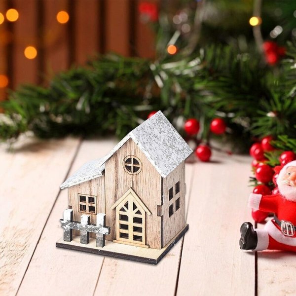 En huvudmodell Lighted Wooden Christmas Village Houses Wooden Chris
