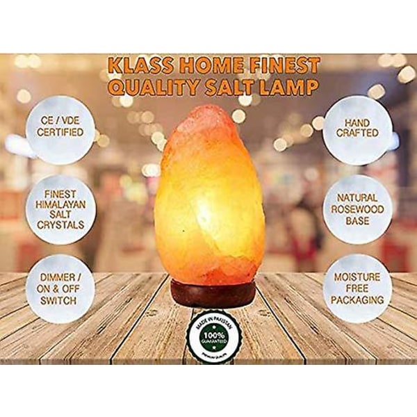 Saltlampa Premium 100% naturlig Himalaya saltlampa Handgjorda träbas Saltlampor Himalaya（U.S. föreskrifter)