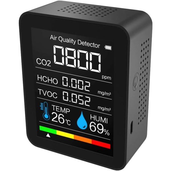 Bærbar luftkvalitetsdetektor CO2-måling digital temperatur