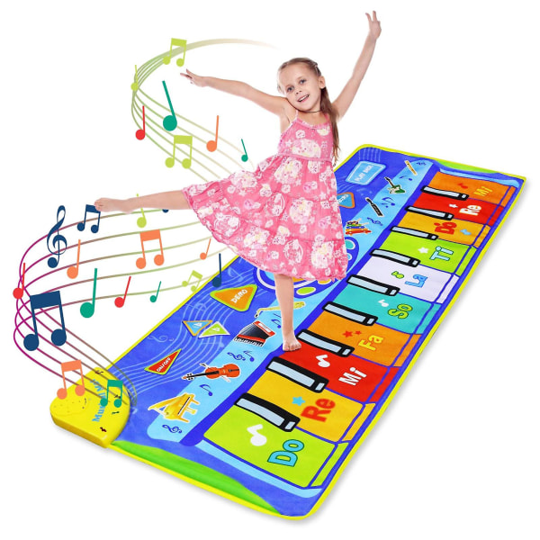 Barnpianomatta, 130*48 cm musikdansmattor, multifunktionsmusikklaviatur med 8 instrumentljud