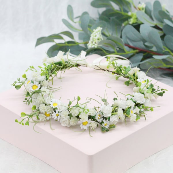 Boho hårblomsterkrone Kunstig blomsterkrone Brudkrone for W