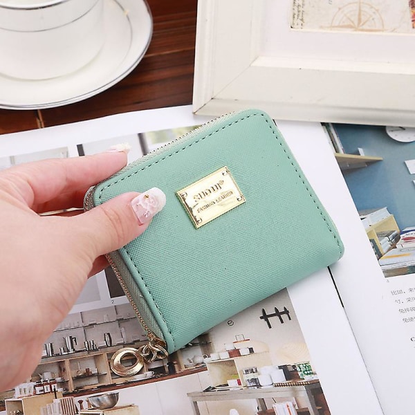 Skyddad Zip Bifold-plånbok Slim plånbok för resor Miljövänligt återvinningsbart material Ljusgrönt