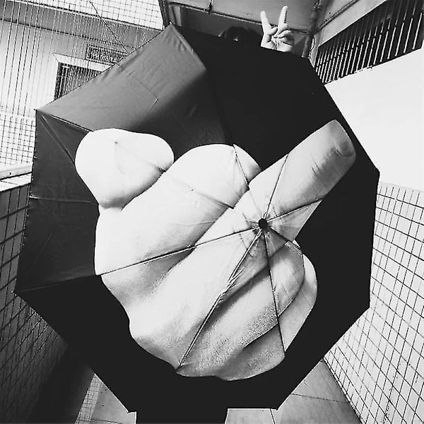 Cool Middle Finger Paraply Regn Kvinnor Paraply Män Vindtät Fällbar Parasol