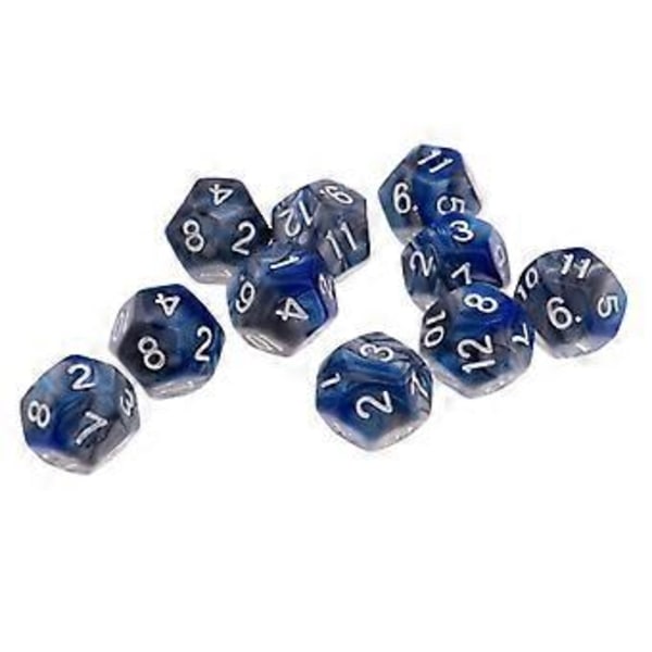 Bordsspel 10 st / set Tärningar D12 D&D Gem 18mm (Blå+Grå) Blue+Grey