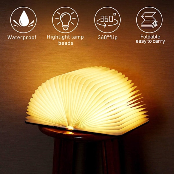 Træ sammenklappelig LED boglampe, LED bordlampe, bogformet lampe, U