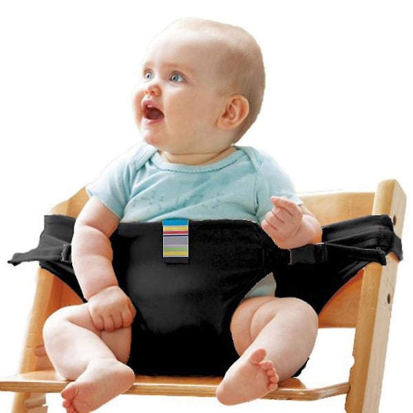 Säkerhetsstolar för baby med remmar, bälte för barnstol för toddler , bärbar matningsbältesbälte（svart）