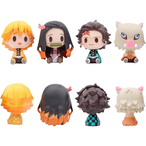 4 Style Demon Slayer Anime Kage Dekoration Figurer, PVC Model Dukker Q Version Zenitsu Nezuko Inosuke Action Figur Statuer