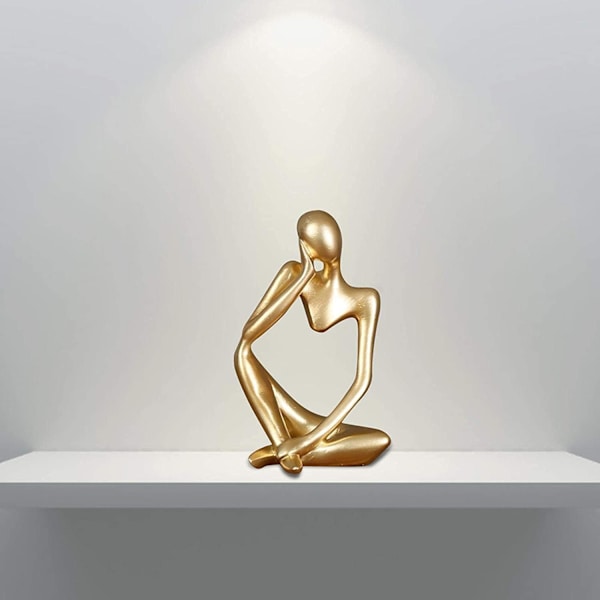 Tenkeren statuen, harpiks tenker abstrakt skulptur statue moderne karakter figurer hjem dekor kontor skrivebord ornament, gull 1