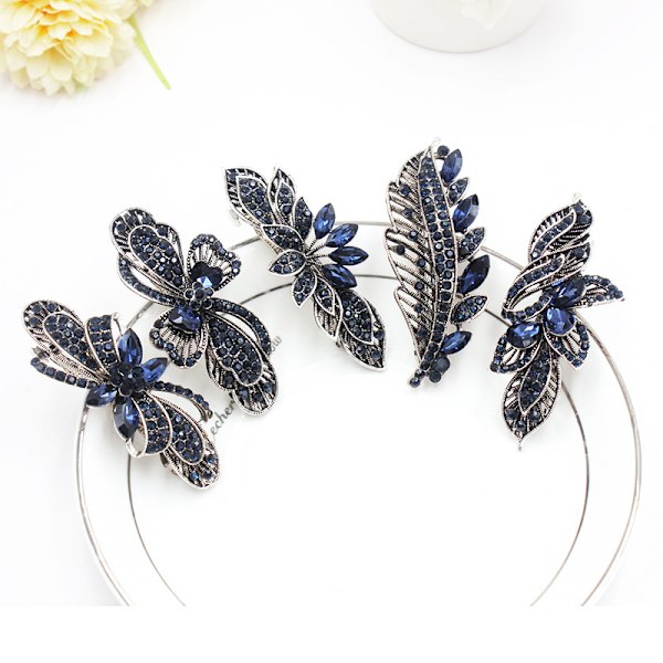 3 kpl naisten kristallirhinestone vintage kukka perhonen design barrette klipsi hiusneula rusetti hiuskoristeet satunnaiset värit