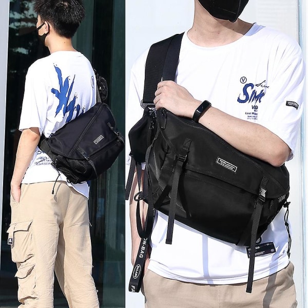 En skulder Messenger Bag Menn Kvinner Stor Kapasitet Fritid Ins  Sports Student Messenger Bag Ryggsekk（37*19*26cm）