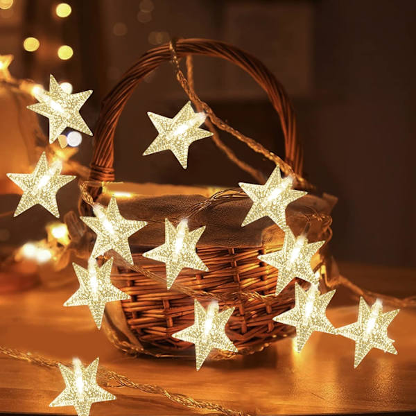 Stjernesnor 6M, 40 LED'er Led Juletræ Girlande Batteri O