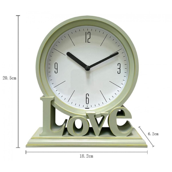 Bordklokke slitesterk skrivebordsklokke stille klokke LOVE dekorativ klokke