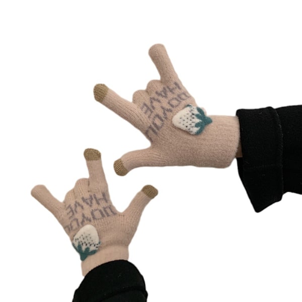 Kreative touch screen handsker Søde jordbær gaffel finger handsker O