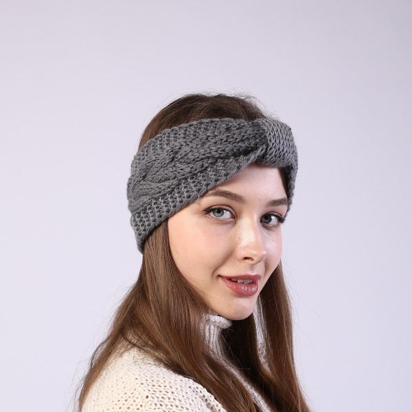 Light gray women's knitted headband for warmth