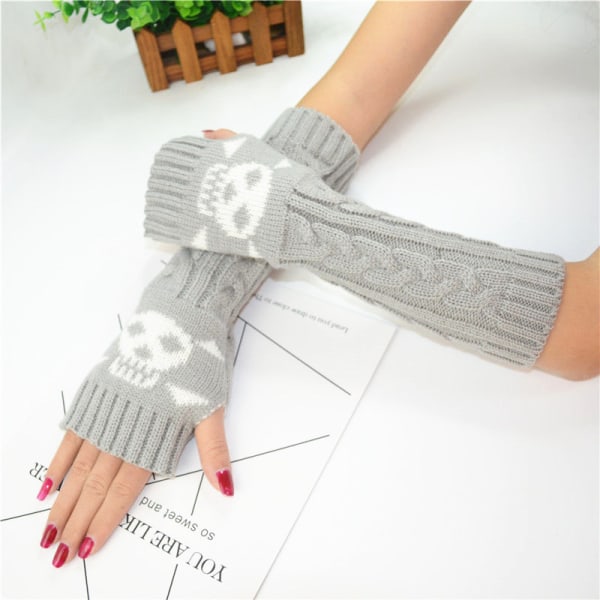 Arm Knitted Gloves Women Winter Thermal Fingerless Gloves Warm Wr