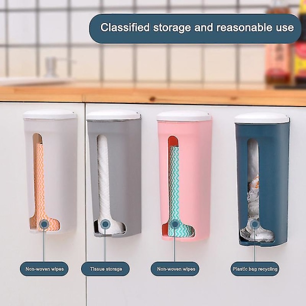Dispenser for plastposer, veggmontert dagligvare søppelposer, arrangør oppbevaring