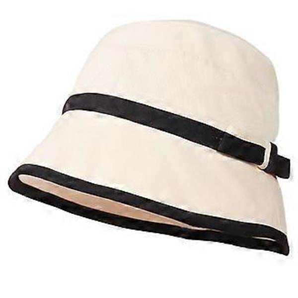 Vårhatt Dam Rosett Elegant Färgmatchande Solhatt Mode Fiskarhatt (Vit)
