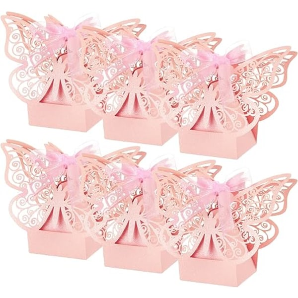 50 st Butterfly Candy Box för flickedop dekoration, nattvard