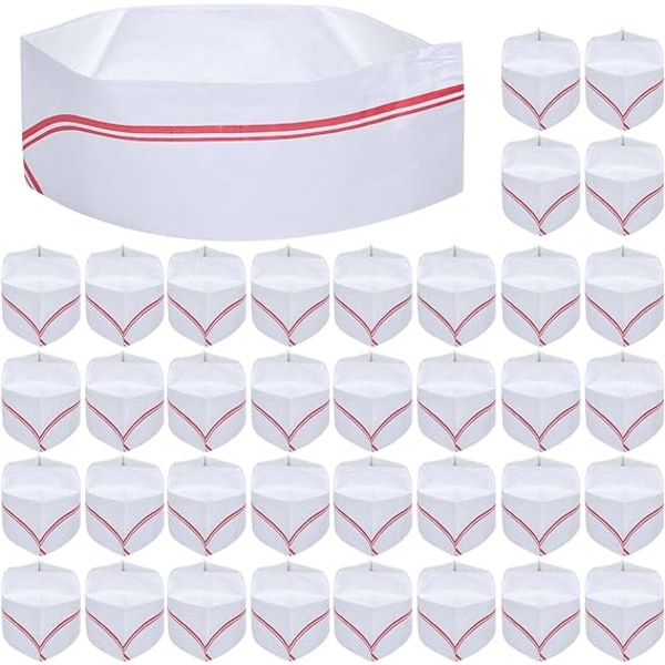 40 PCS Disposable Soda Jerk Paper Cap, Chef Hat for Restaurant Pa