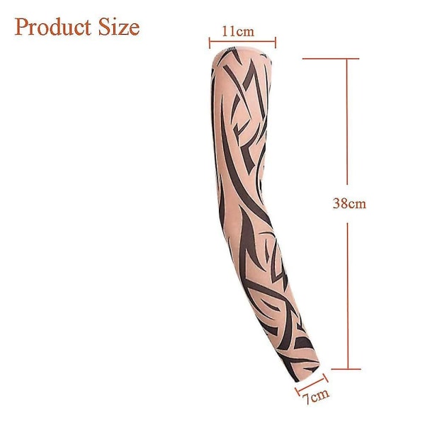 Arm Tattoo Sleeves, 6-pack tatueringar för män, tillfälliga tatueringar i nylon, elastiska ärmstrumpor, biker sleevelet för Halloween