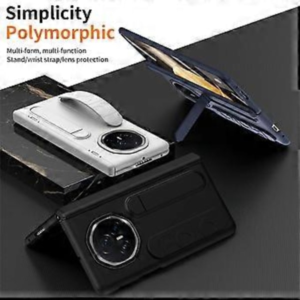 For Honor Magic V3 5G Deksel Stativ Armbånd PC Telefondeksel med Herdet Glass Film - Hvit White