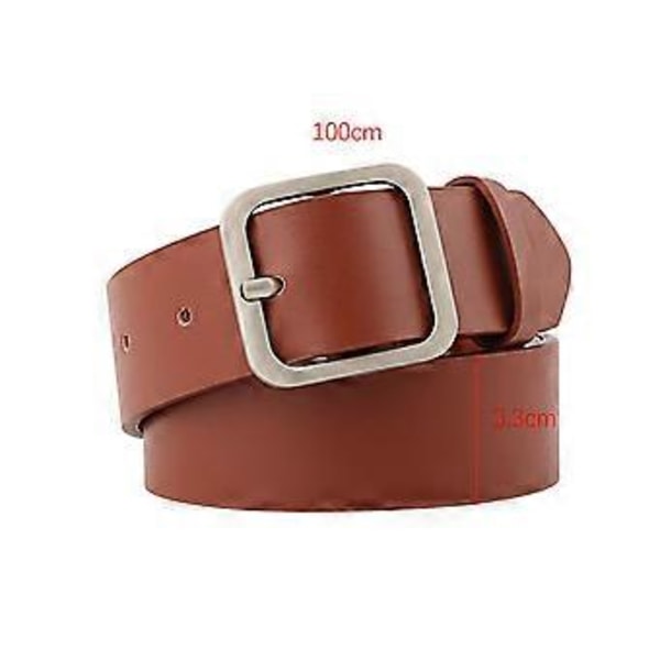 Mode PU Läderbälte För Kvinnor Fyrkantigt Spänne Högkvalitativa Dambälten Klänning Jeans Rem Flickor Midjeband Justerbara Bälten Camel Silver Buckle 100cm