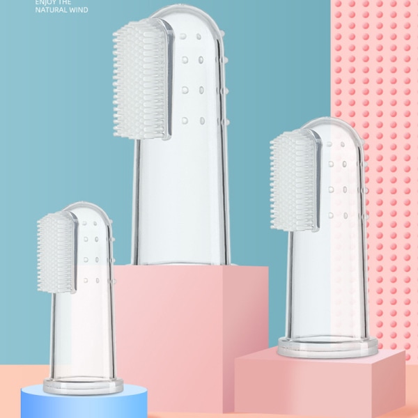 8st fingertandborste mjuk silikon tandborstar för tandköttsmassage silikontänder munhålans rengöringsborste med case