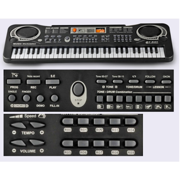 Klaviatur Piano 61 Tangenter Bärbar Multifunktionell Klaviatur Tangentbord