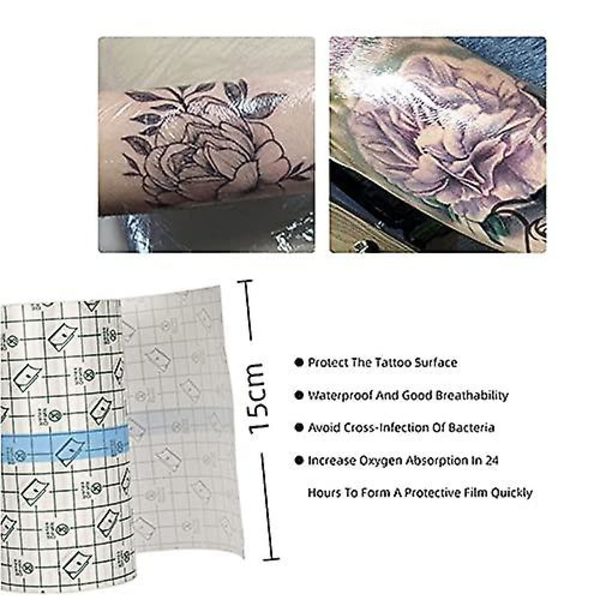 Tatuering eftervård vattentät självhäftande bandage 2 M X 15 Cm, hudläkande skyddande bandage transparent stretch