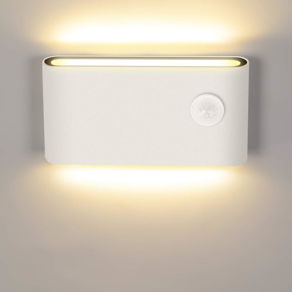 12W LED-vägglampa med rörelsesensor, modern inomhus/utomhus vägg