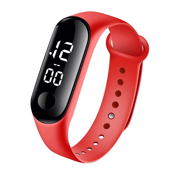 1 st Mode Digital Led Watch Unisex Silikonband Armbandsklockor Män Kvinnor Mode Enkelt（Röd）