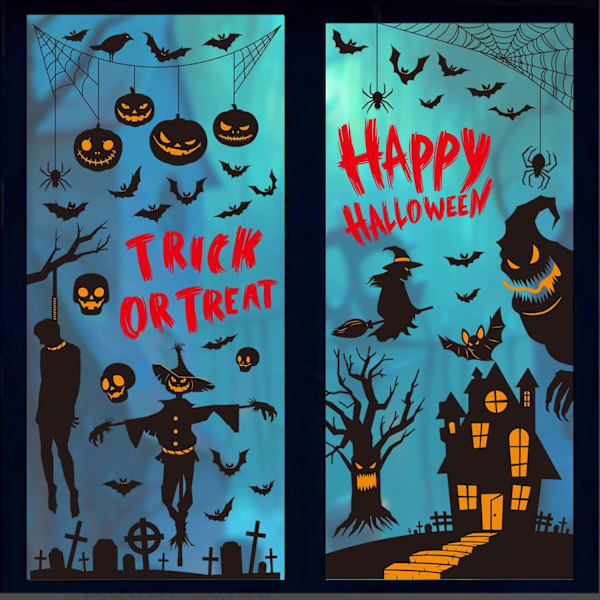 Halloween Vindue Stickers Dekoration PVC Dobbeltsidet Genanvendelig Ha